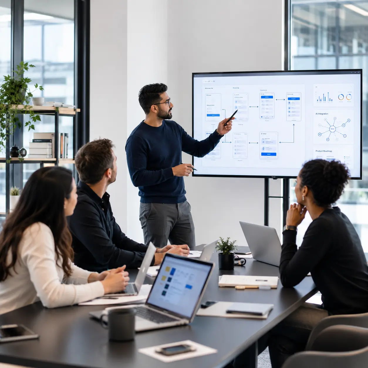 Technology team planning practical software solutions for business growth